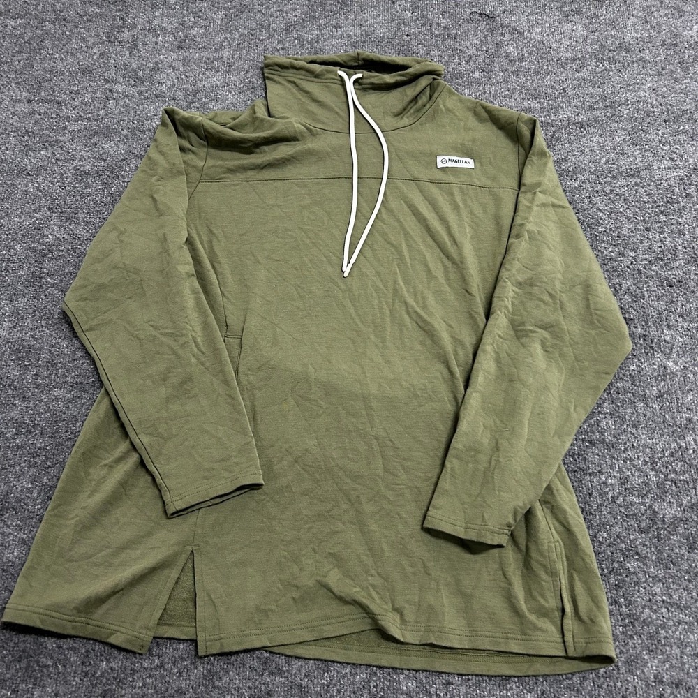 Magellan Pullover Womens XXL Green Boyfriend Fit Cowl Neck Long Sweatshirt
